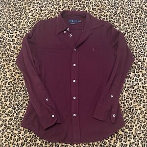 Ralph Lauren Knit Oxford Burgendy Button Down Shirt